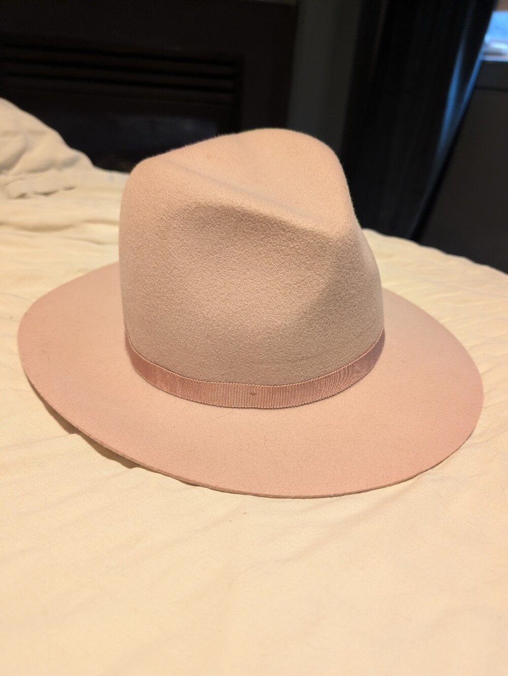 Aritzia Blush Pink Wide Brim Felt Fedora